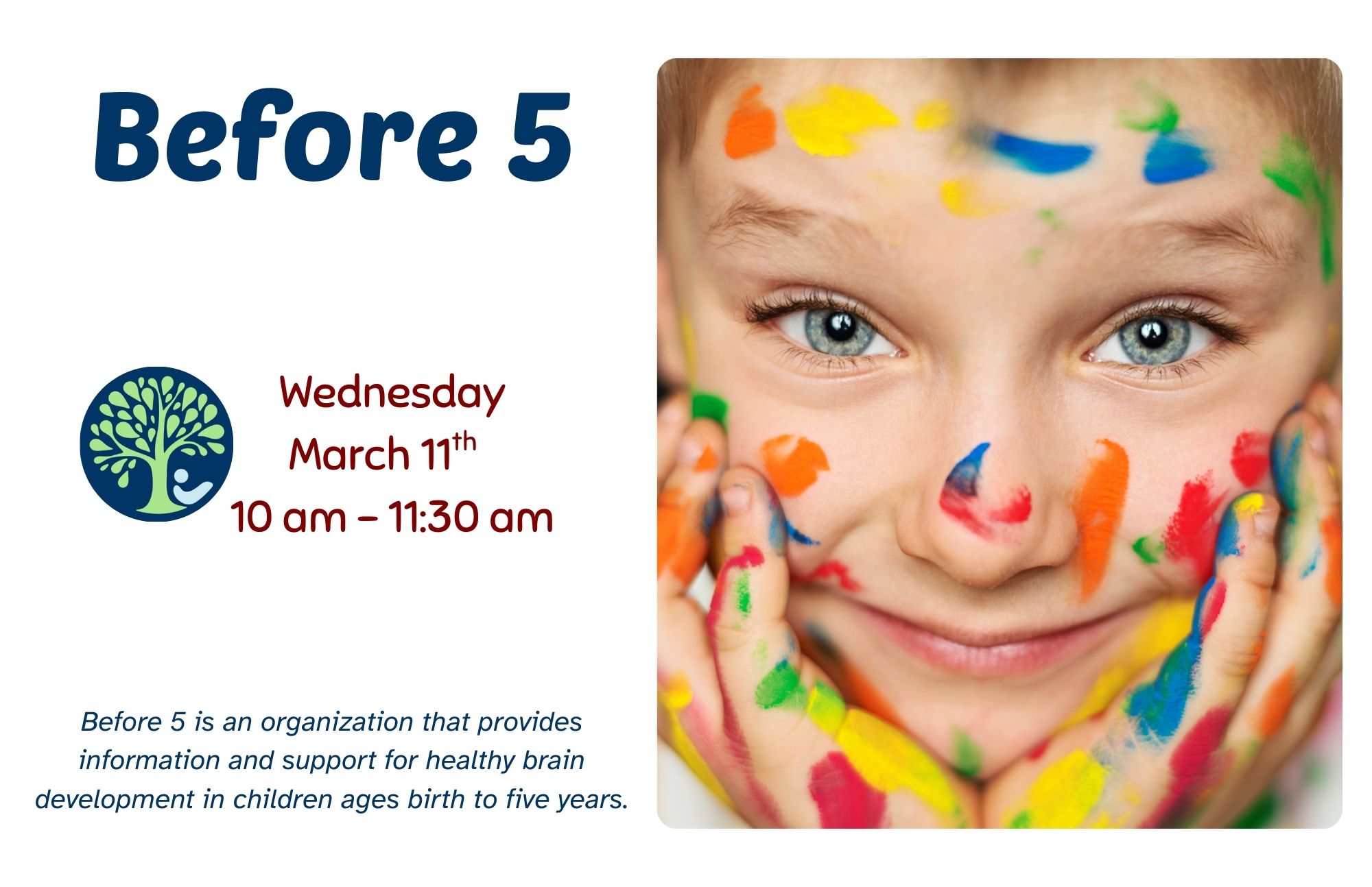 Flyer for a Before 5 event on March 11 from 10–11:30 am.